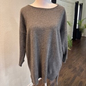 Women's 3/4 Sleeve Neiman Marcus Gray Cashmere Sweater Size S
